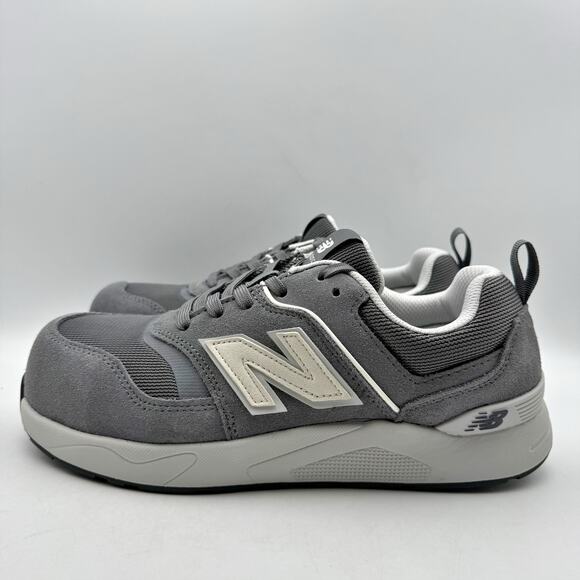 New Balance Men Work Elite Lite Composite Toe Sneakers US 8 Wide Grey Suede EUC